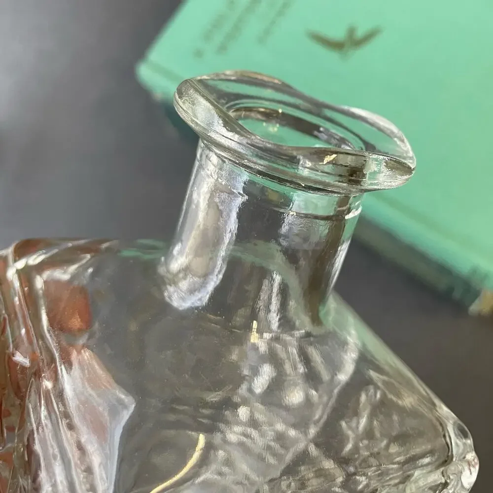 Vintage Clear Quilted Pressed Glass Bottle Bar Decor